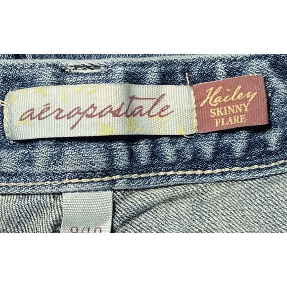 Aeropostale Jeans Womens Size 9 / 10 Long Hailey Skinny Flare Low Rise Stretch B - Picture 11 of 14